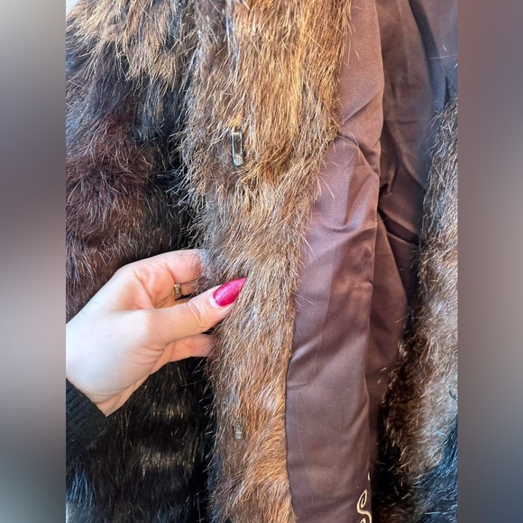 Vintage 80s Brown Nutria Fur Coat Men’s XL XXL Oversized Unisex - Picture 7 of 12